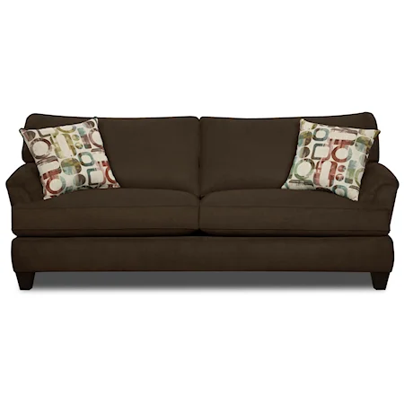 Casual Flared Arm Sofa w/ Tapered Legs